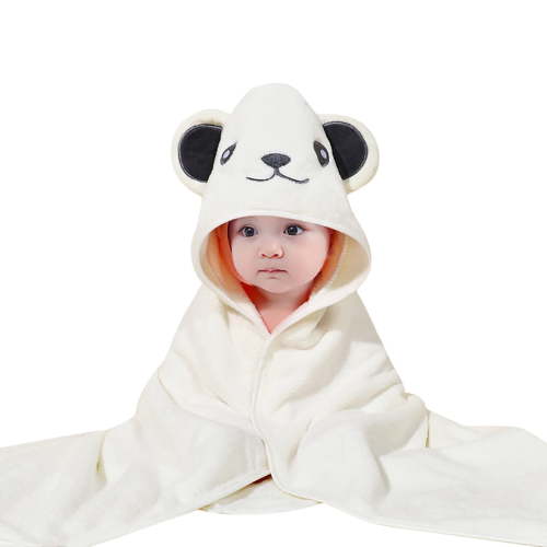 Zhuashum Baby Boys Girls Hooded Bath Towel Recieve Blanket Cartoon Bathrobe Coral Towel Shower Skin-Friendly Shower Towel Beige