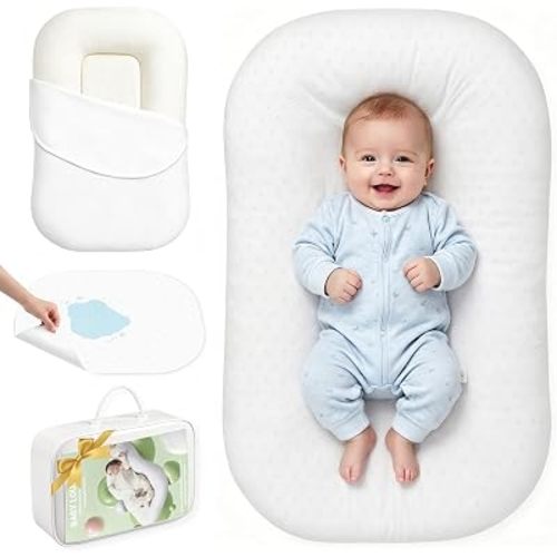 UMEIJA Baby Lounger Infant Support Cushion with Separate Waterproof Pad for 0-24 Months Baby Lounger Pillow Soft Cotton Breathable Infant Floor Seats & Loungers for Newborn Baby Gifts Travel Essential
