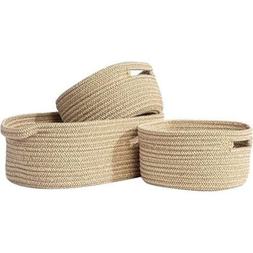 Living Textiles 3 Piece Cotton Rope Storage Set (Natural)