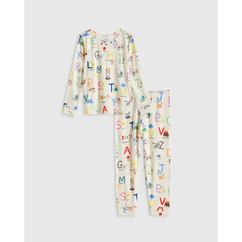 Bamboo Long Sleeve and Pant Pajama Set - Toddler in Alphabet