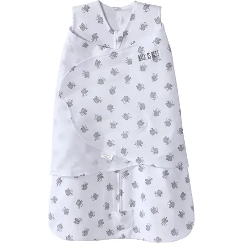 HALO 100% Cotton Sleepsack Swaddle, 3-Way Adjustable Wearable Blanket, TOG 1.5, Lamb Scribble White, Newborn, 0-3 Months