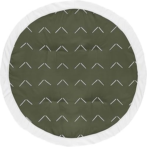 Sweet Jojo Designs Hunter Green Boho Arrow Boy or Girl Baby Playmat Tummy Time Infant Play Mat - White Bohemian Woodland Tribal Southwest Chevron Geometric Herringbone Woodland