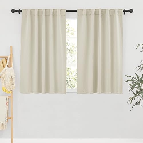 RYB HOME Blackout Curtains & Drapes - Light Block Thermal Insulated Privacy Window Covering for Bedroom Living Room Office, W 42 x L 54 inch, Beige, 2 Panels
