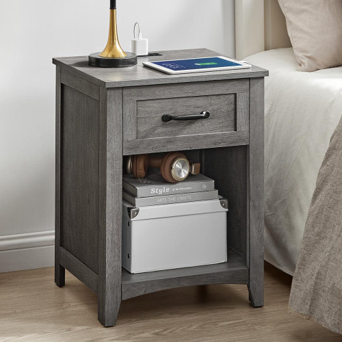 Laurel Foundry Modern Farmhouse® Allenside 18'' W Nightstand with Charging Station & Reviews | Wayfair