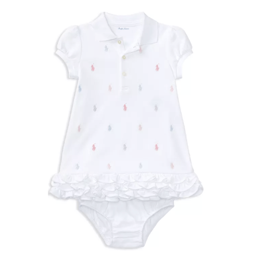 Girls' Ruffled & Embroidered Polo Dress with Bloomers - Baby