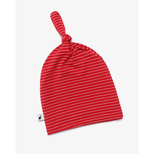 Red Stripe Top Knot Hat