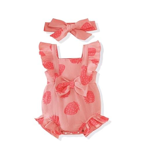 Renotemy Newborn Baby Girl Clothes Coming Home Outfits Preemie-18Months | Preemie Baby Girl Summer Outfit, Infant One-Piece Romper, Ruffle Sleeve Jumpsuit, Newborn Going Home Photography Outfits Girl