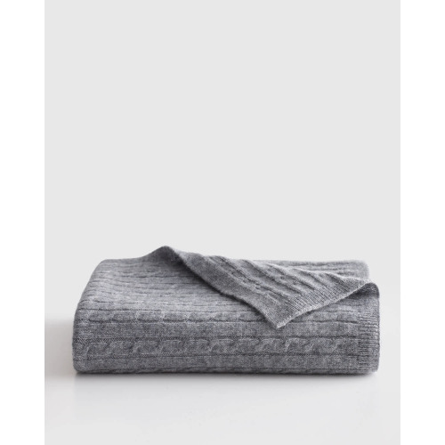 Luxe Cable Knit Cashmere Baby Blanket in Heather Grey