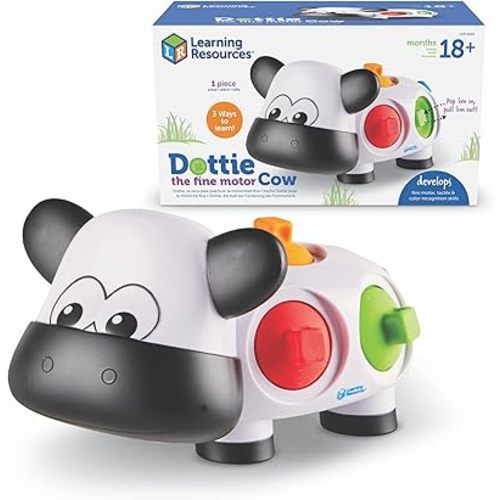 Learning Resources Dottie the Fine Motor Cow - Toddler Montessori Toys, Stacking Shape, Gifts for Boys and Girls, Sorting and Matching Skill Activities, Educational Games, Ages 18 Months+