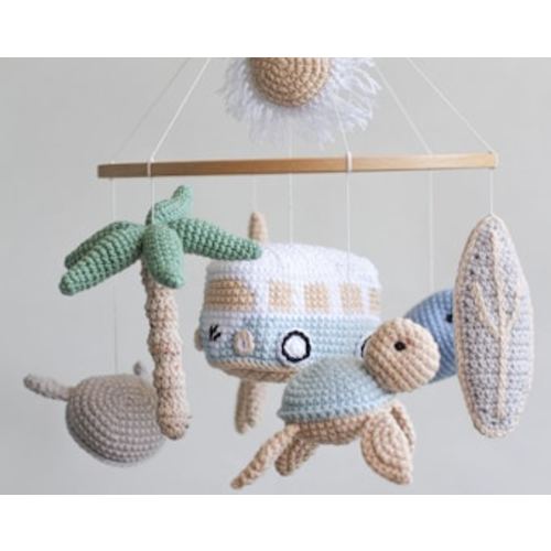 Surf Baby Mobile, Beach Baby Mobile, Surf Nursery Decor, Boho Mobile With Surf Vw Bus, Palm Trees, Surfboards, Turtle, Sun, Narwhal - Etsy