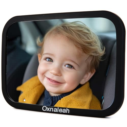 Oxnaleah Car Mirror for Baby,Shake proof,Shatterproof Baby Car Mirror for Safe Travel, 360° Rotation, Clear Wide View, Easy Install, Perfect