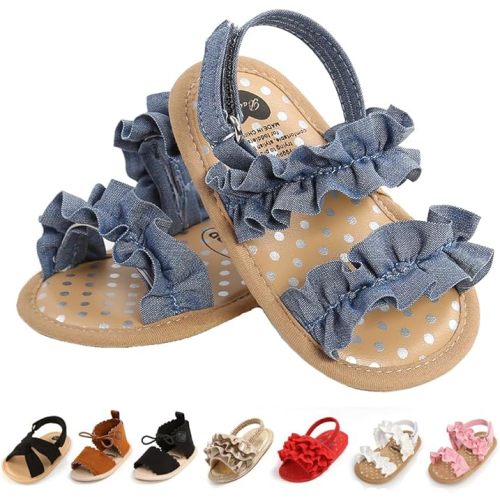 Infant Baby Girls Sandals Summer Baby Wedding Dress Flat Shoes Newborn Crib Shoes First Walkers Prewalkers Shoes