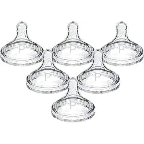 Dr. Brown's Natural Flow Preemie Flow Wide-Neck Baby Bottle Silicone Nipple, Slowest Flow, 0m+, 100% Silicone Bottle Nipple, 6 Pack