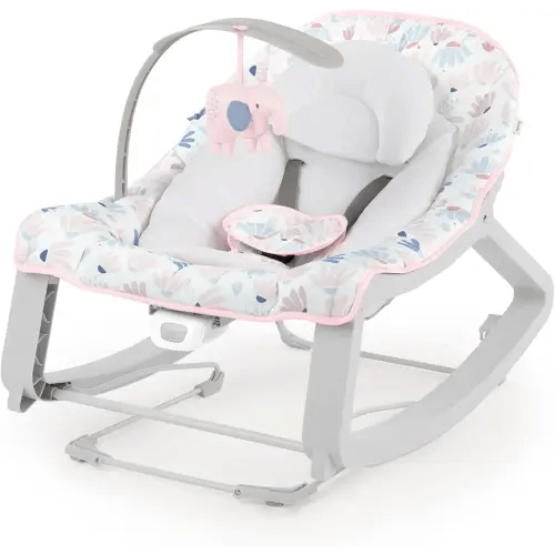 Ingenuity Keep Cozy 3-in-1 Grow with Me Vibrating Baby Bouncer Seat & Infant to Toddler Rocker, Vibrations & -Toy Bar, 0-30 Months Up to 40 lbs (Pink Burst)