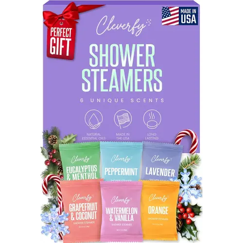 Cleverfy Shower Steamers Aromatherapy – Stocking Stuffers for Teen Girls, Women and Wife – Christmas Gifts for Teens and Women – White Elephant Gifts for Adults – 6 Tablets