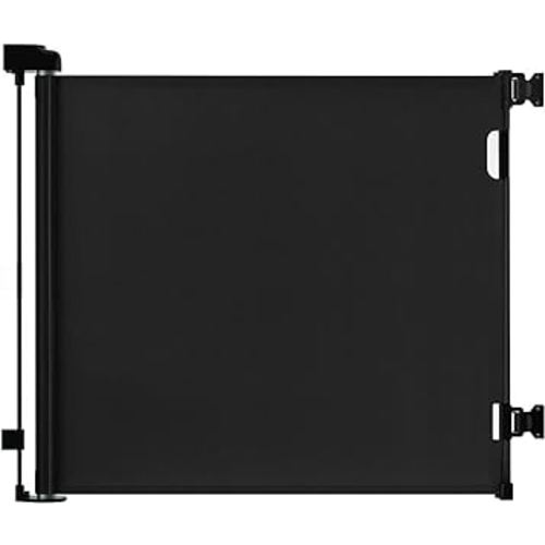 dearlomum Retractable Baby Gate,Mesh Baby Gate or Mesh Dog Gate,33" Tall,Extends up to 55" Wide,Child Safety Gate for Doorways, Stairs, Hallways, Indoor/Outdoor（Black,33"x55"