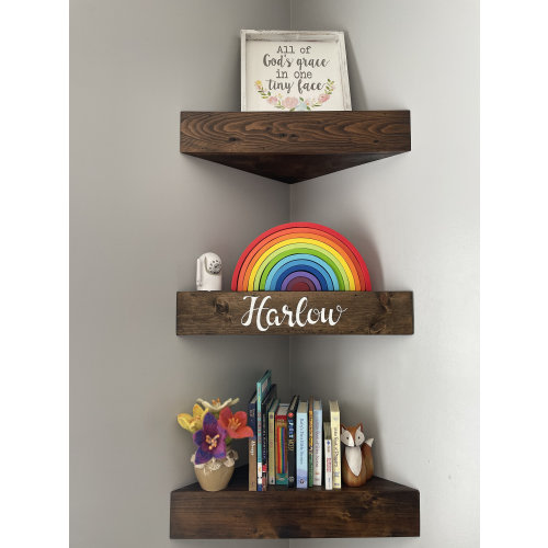 Nursery Shelves, Corner Nursery Bookshelf, Floating corner shelves, Floating nursery shelf