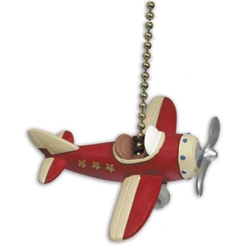 RED PLANE propeller AIRPLANE ceiling FAN PULL chain