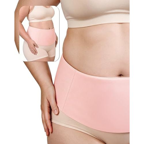 Hysterectomy & C-Section Belly Binder for Post-Op, Hot & Cold Therapy Ice Pack Waist Belt, Lycra Fabric Gel Pad for Incision Protection, Reusable Cooling Wrap for Surgery Pain Relief,Adjustable 28-47"