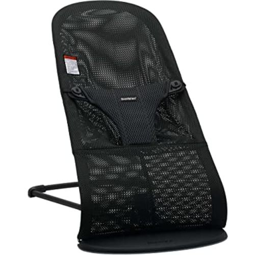 BabyBjörn Bouncer Bliss, Black Frame, Mesh, Black 2-in-1 Adjustable Baby Bouncer Seat and Toddler Chair, Newborn to Toddler (8-29 lbs), 4 Positions, Lightweight & Portable