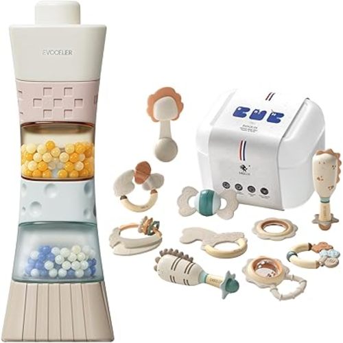 10 Pcs Softness Staged Teething Toys + 6 Blocks Stacking Toys