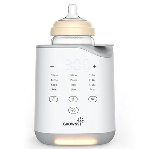 Grownsy Bottle Warmer, Baby Bottle Warmer Fast for Breastmilk & Formula, Accurate Temperature Control, Milk Warmer for All Bottles with Thaw, Sterilizing, Keep Warm, Heat Food
