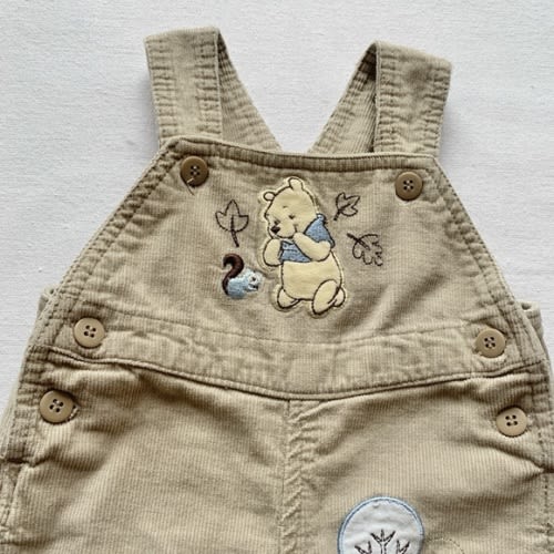 Disney Baby Winnie the Pooh & Squirrel Embroidered Tan Corduroy Overalls 6-9M