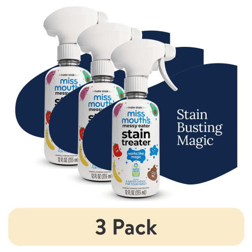 (3 pack) Miss Mouth's Messy Eater Stain Treater Spray for Baby & Kids, 12 fl oz, Newborn & Baby Essentials, Stain Remover for Food, Grease, Coffee & More, Gentle on Laundry, Fabric & Underwear