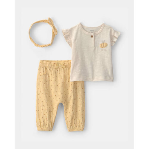 Baby Girl 3-Piece Bee Top & Pant Set - Yellow | Carter's