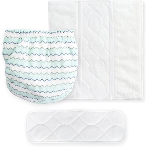 Amazing Baby Hybrid Cloth Diaper Cover with Pocket-Sling, Small, Sz 2 (8-15 lbs), Use with Boosties Inserts, Denim Mini Chevron, SmartNappy Set includes Muslin Cover + Tri-fold Insert + Booster Pad