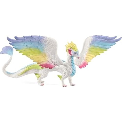 schleich Bayala - 13” Rainbow Dragon Figurine with Movable Wings - Winged Mythical Creature Figure with Glittering Body - Colorful Girl Dragon Toy for Imaginative Play - Kids Ages 5+ | 70728