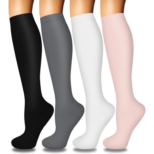 Iseasoo 4 Pairs Compression Socks for Women Circulation-Best Support for Nurses,Running,Athletic,Travel