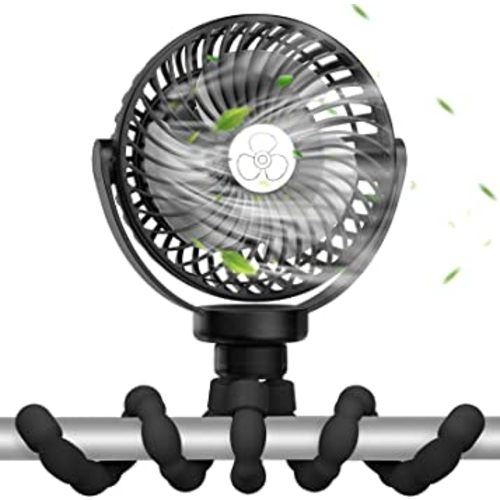 VASG Battery Operated Stroller Fan, Portable Handheld Mini Fan Clip on Fan with Flexible Tripod, USB or Battery Powered Desk Fan, 3 Speeds and Rotatable Personal Fan for Car Seat, Crib, Bike, Camping