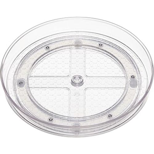 Amazon Basics 2 Tier Lazy Susan Turntable Organizer, 9" Diameter, 2-Pack, Clear
