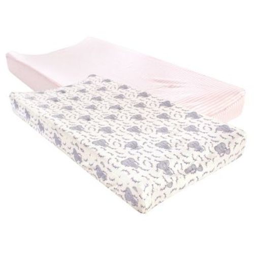 Touched by Nature Baby Girl Organic Cotton Changing Pad Cover, Girl Elephant, One Size