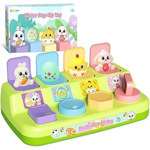 Letapapa Interactive Pop Up Toys for Toddlers, Toddler Easter Toys Easter Basket Stuffers, Montessori Cause and Effect Toy Gifts for Baby Early Learning, Baby Toys for Boys Girls Age18 Months+