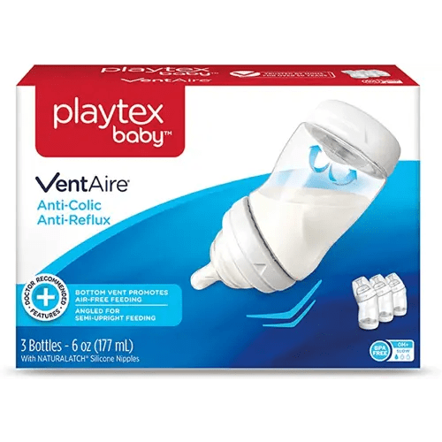 Playtex Baby VentAire Bottle, Helps Prevent Colic and Reflux, 6 Ounce Bottles, 3 Count