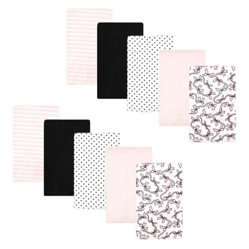 Hudson Baby Unisex Baby Cotton Poly Flannel Burp Cloths, Pink Bows 10 Pack, One Size