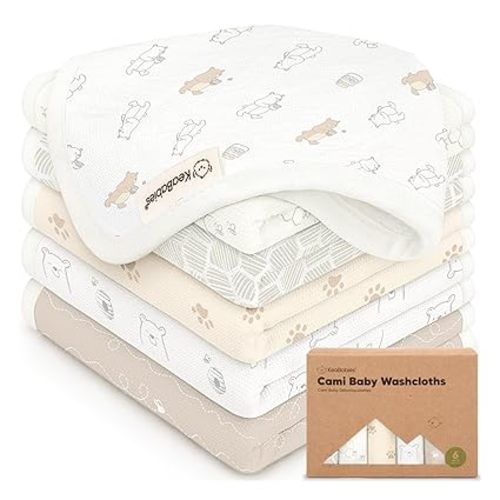 6-Pack Cotton Baby Washcloths for Newborn, Organic Cotton Muslin (Nordic)