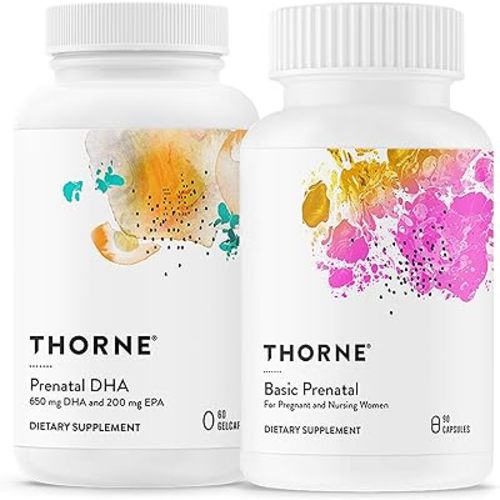 THORNE - Comprehensive Prenatal Bundle: Women's Basic Prenatal Multi & DHA - Baby’s Brain, Health Support - 30 Servings