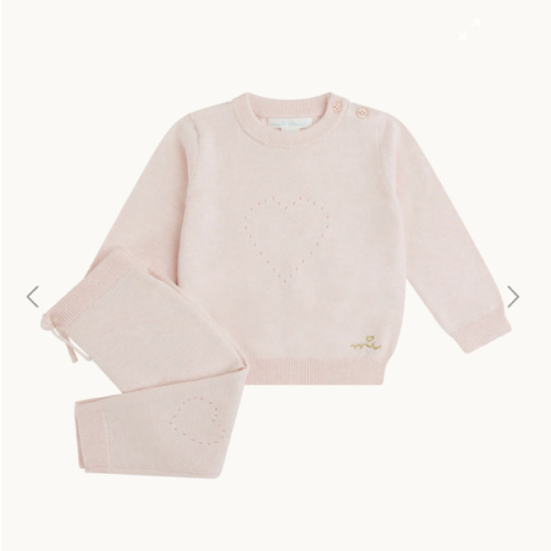 Pointelle Heart Crawler Set - Pink | Marie-Chantal