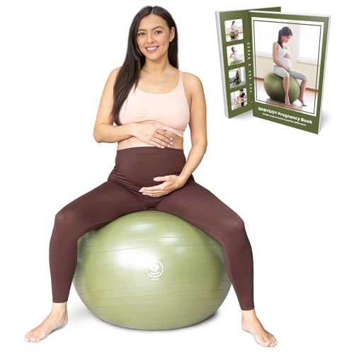 BABYGO Birthing Ball - Pregnancy Yoga Labor & Exercise Ball & Book Set Trimester Targeting, Maternity Physio, Birth & Recovery Plan Included Anti Burst Eco Friendly