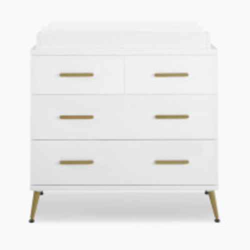 Delta Children Sloane 4 Drawer Dresser with Changing Top - Bianca White/Melted Bronze