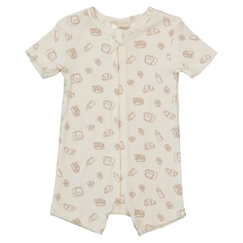 Off White Baby Short Sleeve Organic Cotton Rib Romper | Best&Less™ Online