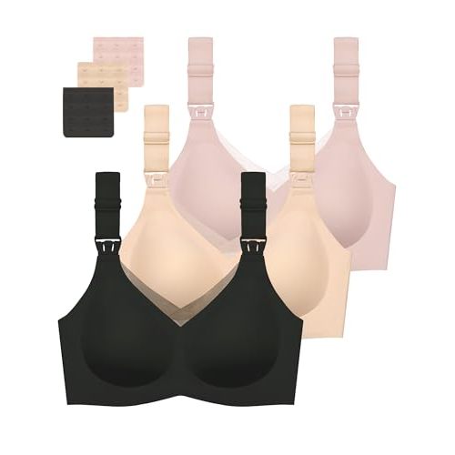 Gailife 3 Pack Nursing Bras for Breastfeeding Seamless V Neck Mesh Maternity Bra Comfort Pregnancy Sleep Bralette