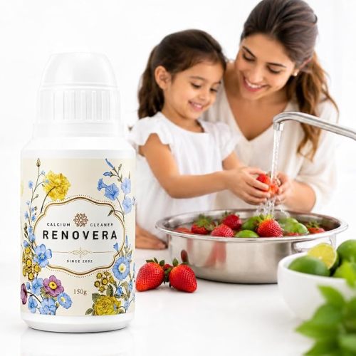 Renovera Fruit & Vegetable Wash | 1 Bottle Lasts 1 Year, Gentle Enough for Baby Food, Single Ingredient, Removes Residues, Calcium Helps Keep Produce Fresh 20x Longer