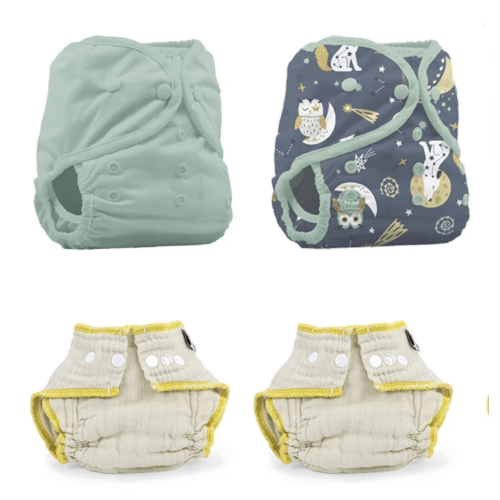 Green Mountain Diapers: Give It A Try Kit - Small. Jade and Hoot n howl design