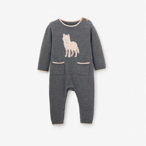 Wolf Knit Baby Jumpsuit DARK GRAY / 3-6M