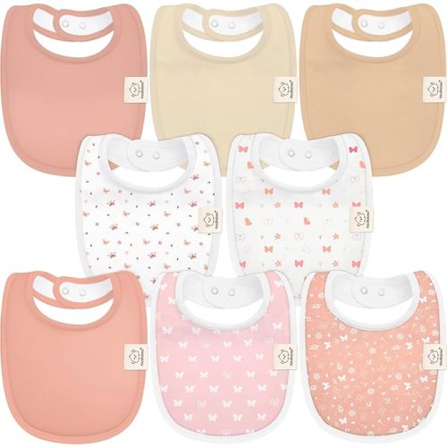 8-Pack Organic Baby Bibs for Girls & Boys - Teething Baby Bib, Baby Boy Bibs, Baby Girl Bibs, Newborn Bibs, Baby Drool Bibs for Infant, Toddler, Bibs for Baby Boy, Bibs for Baby Girl (Butterflies)