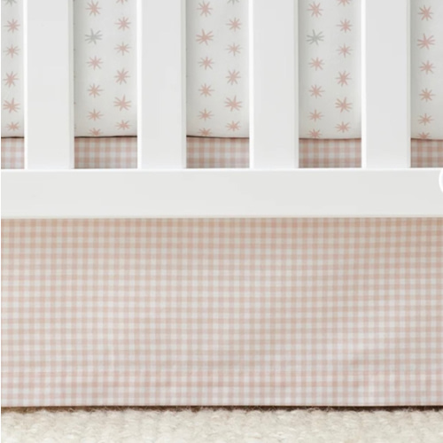 Ditsy Gingham Classic Cool Organic Cotton Percale Tailored Crib Skirt